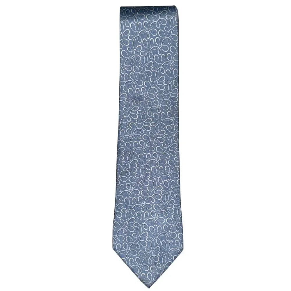 Gucci Light Blue Swirl 100% Silk Designer Tie